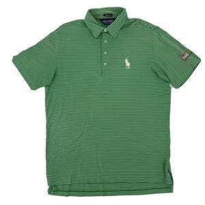 Polo Golf Ralph Lauren Polo Shirt Men's Green White Stripes L‎ Big Pony PGA